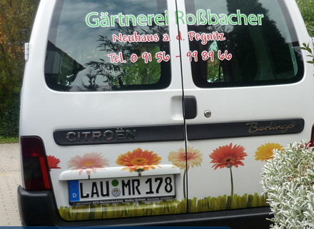 Fahrzeugbeschriftung Gärtnerei Roßbacher