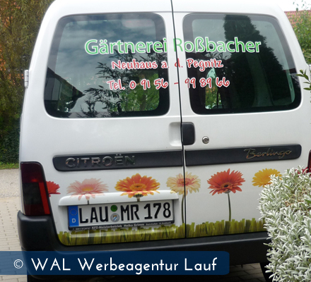 Fahrzeugbeschriftung Gärtnerei Roßbacher