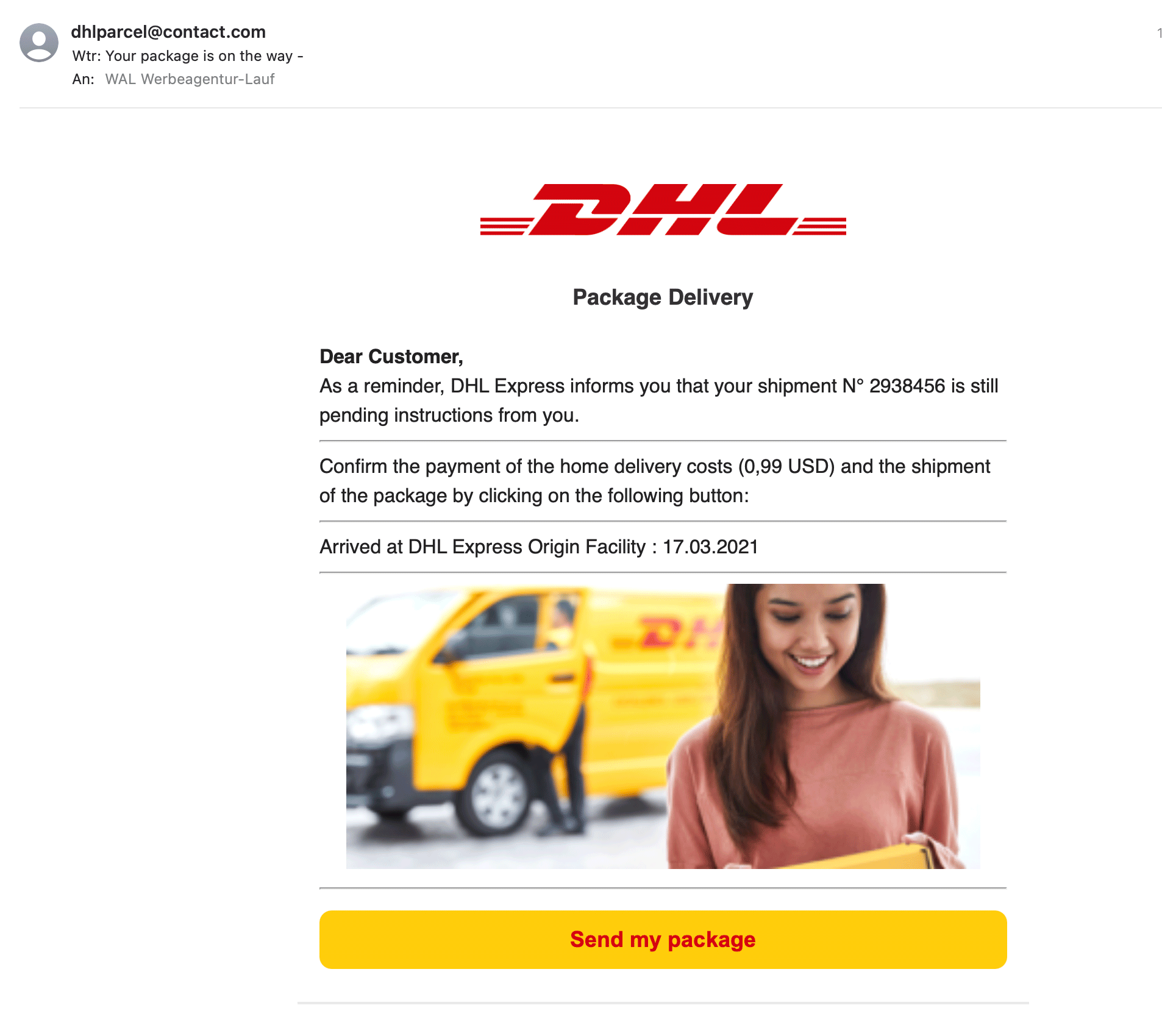 Spam erkennen DHL Spam-Mail